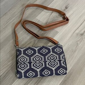 Thirty-One Navy and White Geometric Crossbody Bag